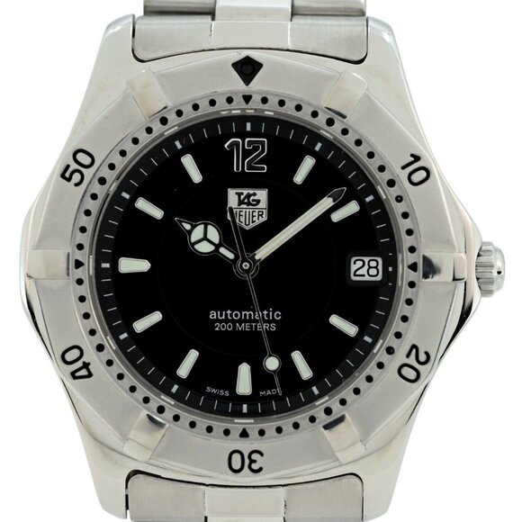 Vintage Men's 38mm Tag Heuer Automatic Gloss Black Dial Watch! Ref: WK2118-0! - Picture 1 of 10